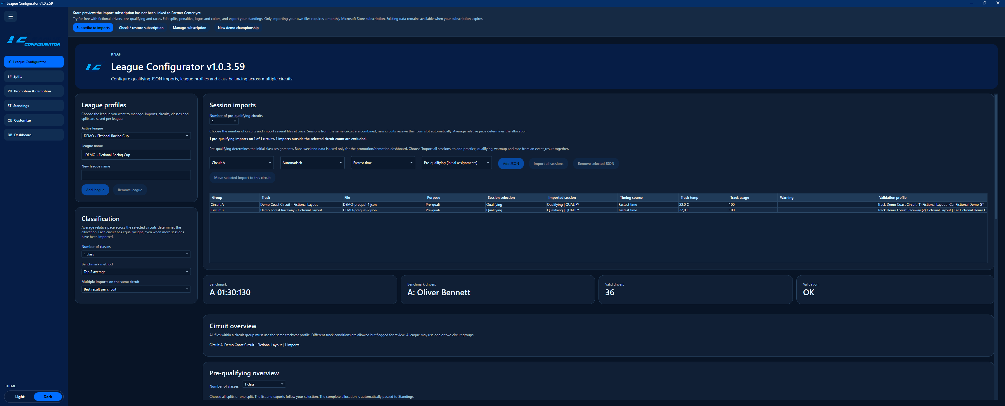 Pre-kwalificatie — LeagueConfigurator iRacing demo